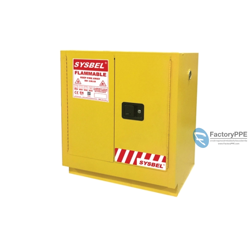 F1) #WA0810190 : ตู้ที่ติดไฟใต้หลังคา Undercounter Flammable Cabinet (PPE Cabinet)  72 L 2 door (manual) Certification(FM/CE)   Ext dimension(HxWxD/cm)  91x76x55  SYSBEL (ไม่รวมสายดิน)