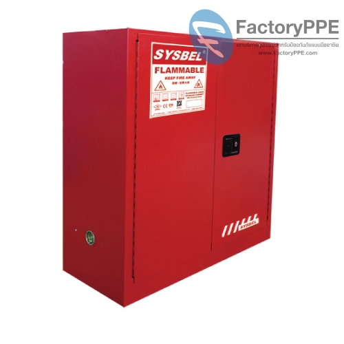 B-3) #WA810300R : ตู้สำหรับเก็บของเหลวไวไฟ และติดไฟง่าย Combustible Cabinets  114 L 2 door (manual) Certification(FM/CE) Ext dimension  112x109x46  SYSBEL  (ไม่รวมสายดิน)