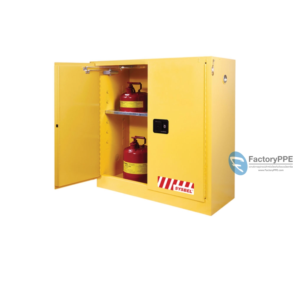 A19)-114L #WA810301 : ตู้สาหรับเก็บ ของเหลวไวไฟ Flammable Cabinets 114 L 2 door (self-close) Certification(FM/CE) Ext dimension 112x109x46 SYSBEL (ไม่รวมสายดิน)