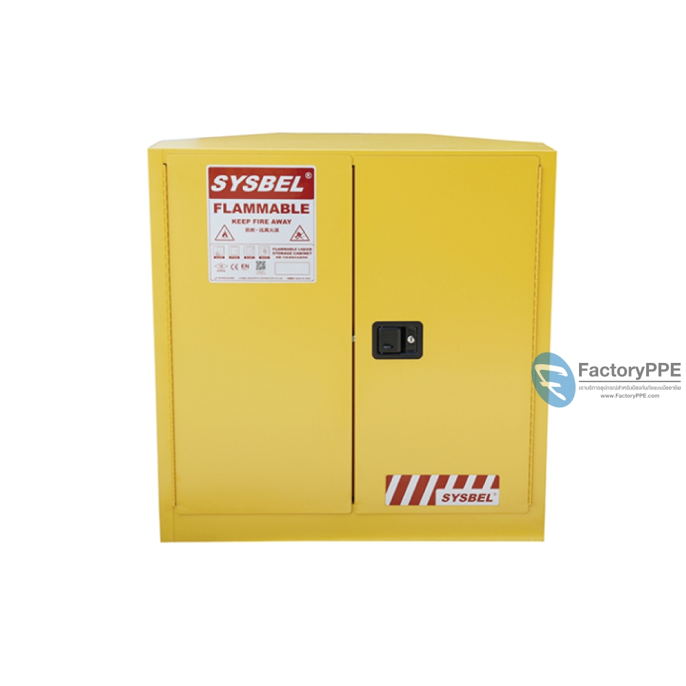 A24): #WA810300C : ตู้สำหรับเก็บของเหลวไวไฟ Flammable Cabinets 114 L 3 door (manual) Certification(FM/CE) Ext dimension  112x109x55 SYSBEL (ไม่รวมสายดิน)